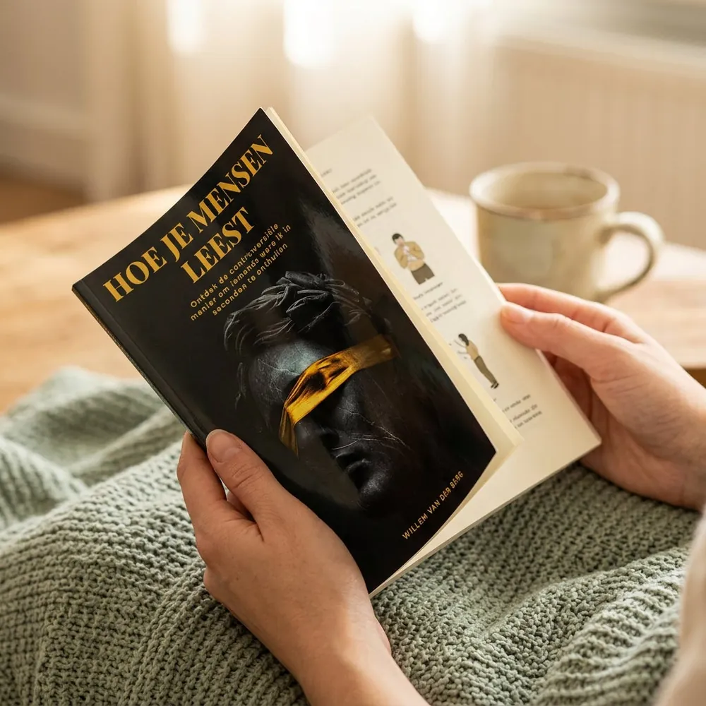 Iemand leest Hoe Je Mensen Leest op de bank
